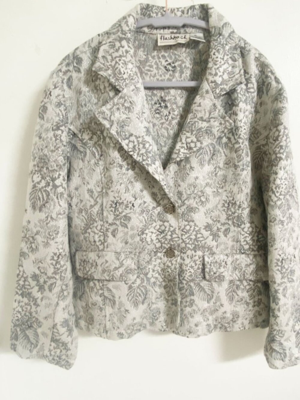 Vintage FLASHBACK Tapestry Blazer Jacket Floral Jacquard Tailored Boho 90s - Picture 2 of 4